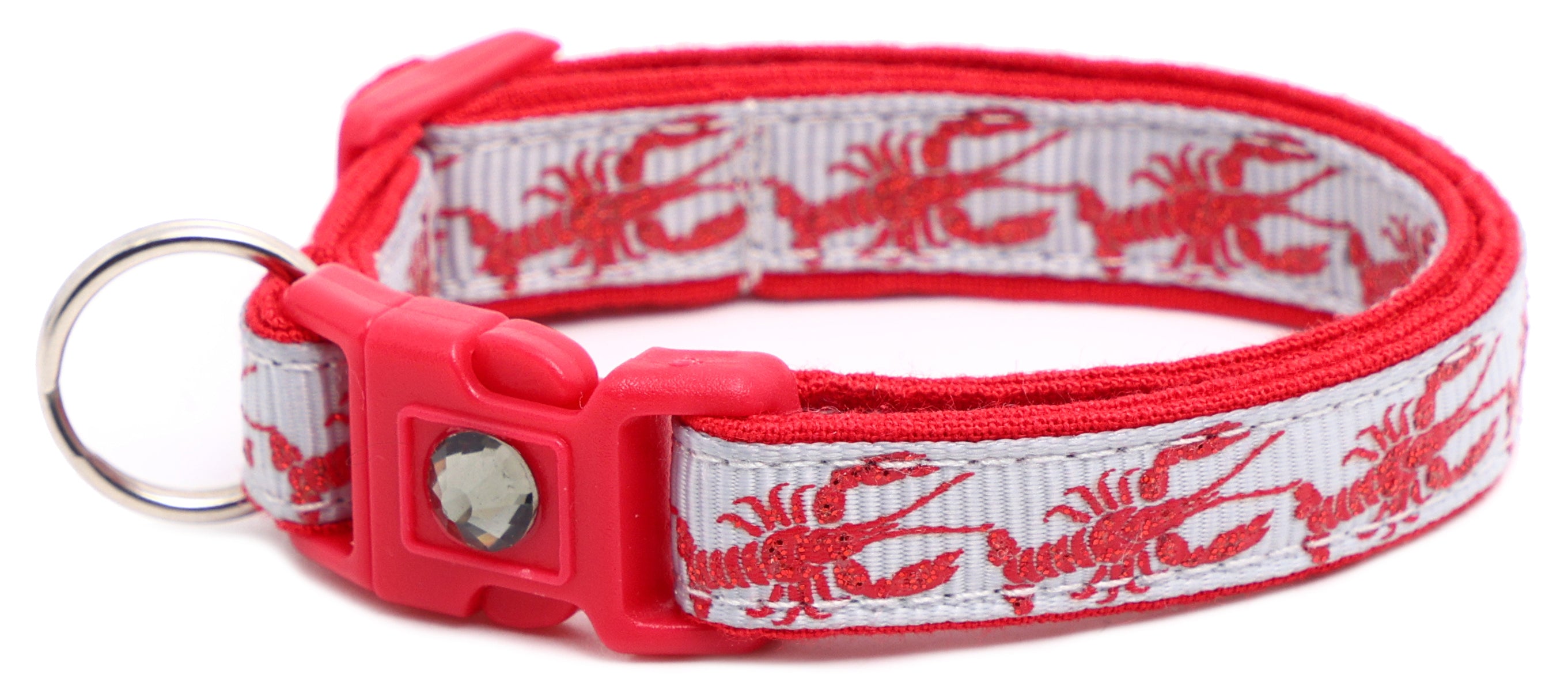 Lobster Breakaway Cat Collar made of reinforced cotton, featuring a breakaway clip and customizable options.